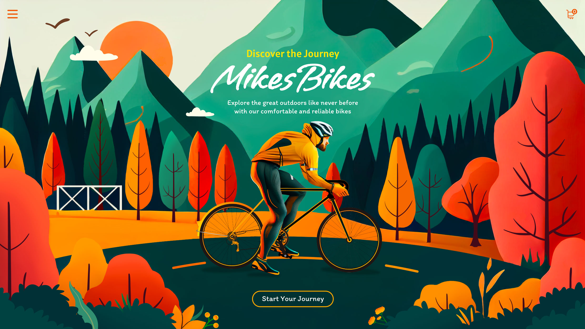 MikesBikes Landing page screendesign